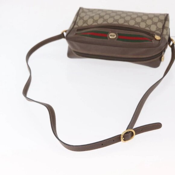GUCCI GG Supreme Web Sherry Line Bag PVC Beige Gold 56 02 088 Auth 156434 - Picture 8 of 15